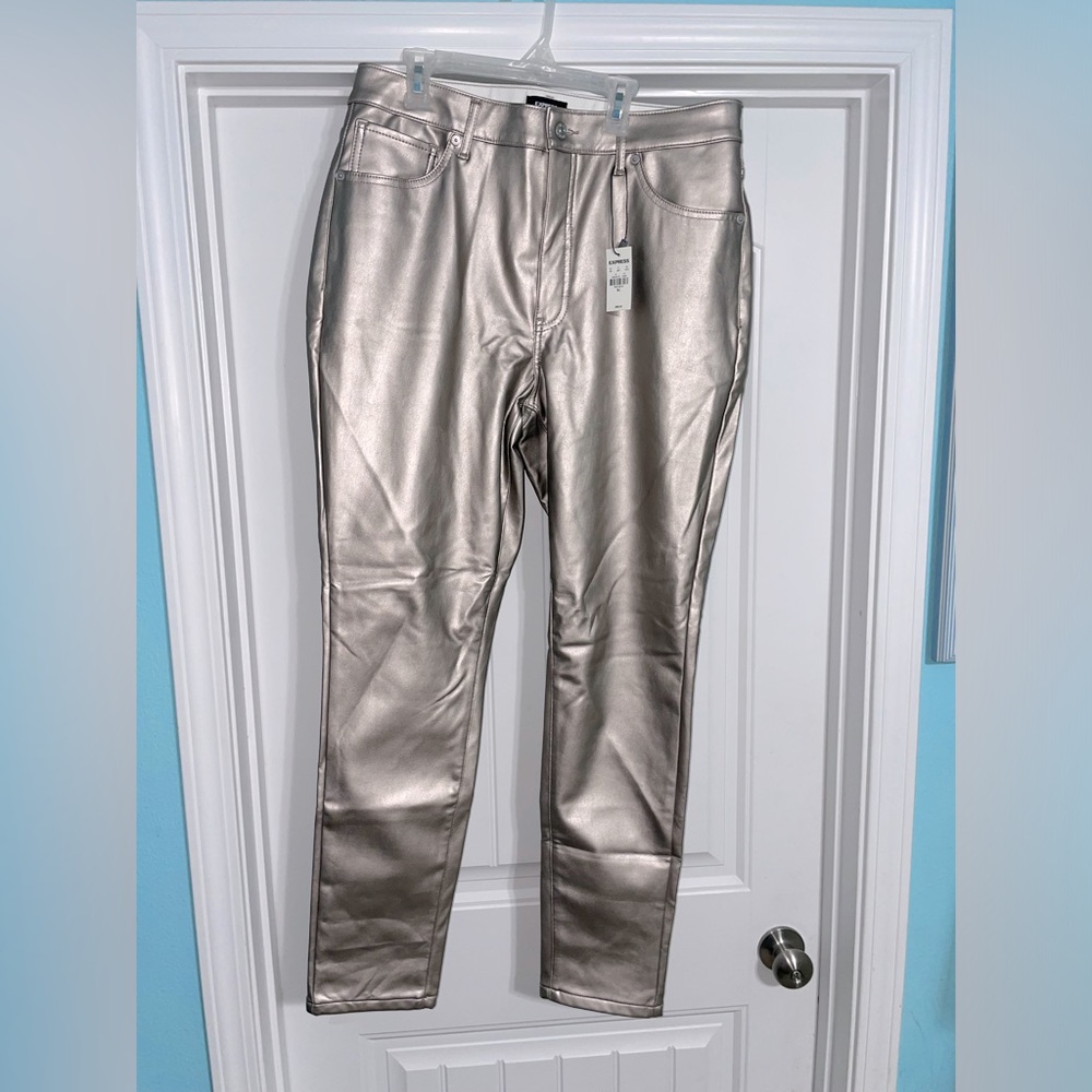 Express champagne faux leather pants